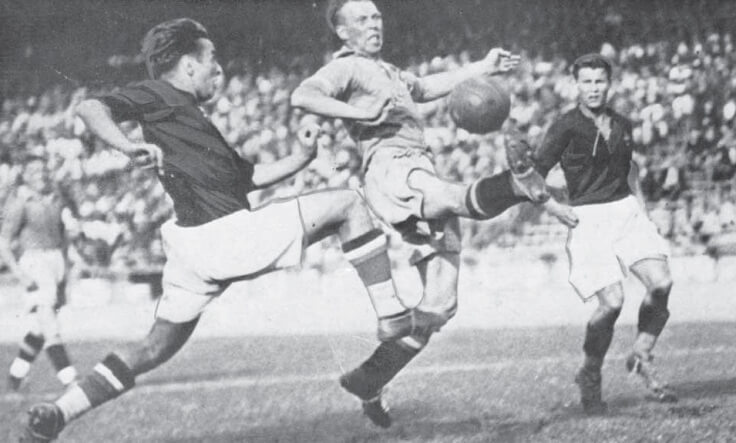 Pillanatkép az 1938-as világbajnoki elődöntőről, Magyarország-Svédország 5-1.